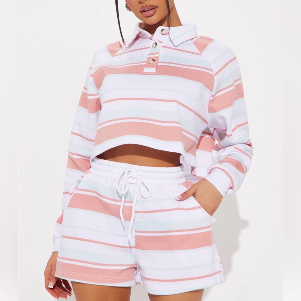 Peach and White Striped 2 piece set
